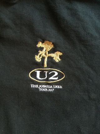 U2 • 2017 Joshua Tree Tour • Black Hoodie Full Zip Jacket Large Embroidered