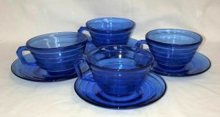 6hazel Atlas Moderntone Cobalt Blue Cups & Saucers Cobalt Blow Out.
