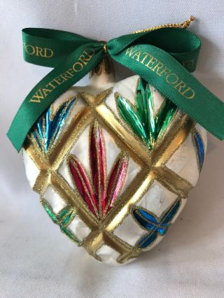 Vintage Waterford Holiday Heirloom Ornament Lismore Multi Color Heart Ireland