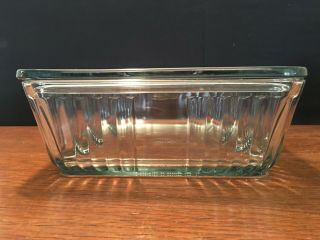 Vintage 1932 Anchor Hocking Square Clear Glass Ribbed Refrigerator Dish w/ Lid 2