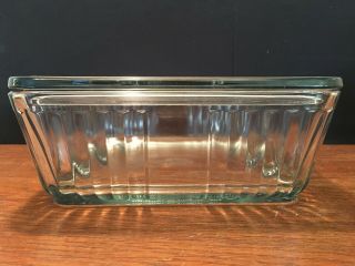 Vintage 1932 Anchor Hocking Square Clear Glass Ribbed Refrigerator Dish w/ Lid 4