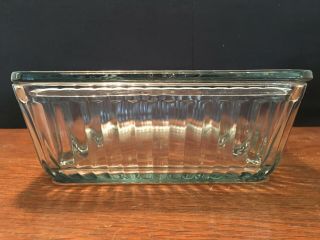 Vintage 1932 Anchor Hocking Square Clear Glass Ribbed Refrigerator Dish w/ Lid 5
