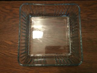 Vintage 1932 Anchor Hocking Square Clear Glass Ribbed Refrigerator Dish w/ Lid 6