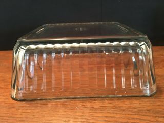 Vintage 1932 Anchor Hocking Square Clear Glass Ribbed Refrigerator Dish w/ Lid 8