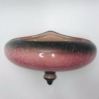 Vtg Rare 50s Hull Pottery Usa Wall Pocket Planter Vase Pink Black Mid Century