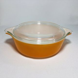 Pyrex Orange Casserole Dish 471 Clear Glass Lid Round Baking One Pint Vtg 1 Pt