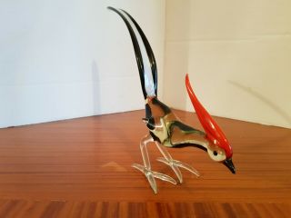 Vintage Murano Art Glass Exotic Bird Figurine 26cm Long 5