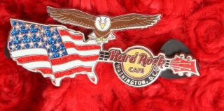 Hard Rock Cafe Pin Washington Dc 3d Bald Eagle American Flag Guitar Hat Lapel