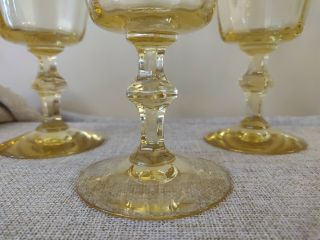 Vintage STRAIGHT RIBBED OPTIC YELLOW TOPAZ Water Goblets SET/5 Depression Glass 3