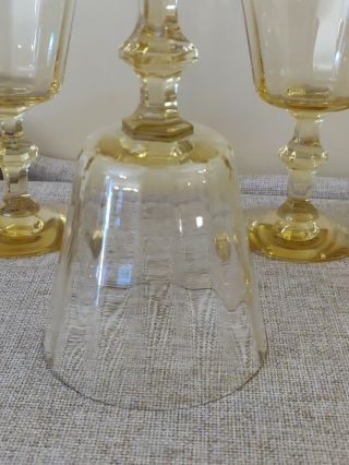 Vintage STRAIGHT RIBBED OPTIC YELLOW TOPAZ Water Goblets SET/5 Depression Glass 6