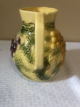 Vintage Ceramic Hand Painted Pitcher Made in Italy by Ancora Grape Design 9” 2