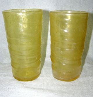 C1930s Consolidated Catalonian Glass 5 - 1/2 " Tumblers (2) - Color Is Honey