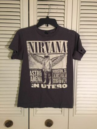 Nirvana Astro Arena Concert Gray T - Shirt Size Xs Live In Utero Houston Tx