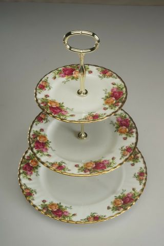 Royal Albert " Old Country Roses " 3 - Tier Cake Dessert Stand -