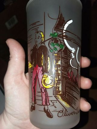 Vintage Hazel Atlas Frosted Charles Dickens 6 Glass Tumblers Christmas Story 6