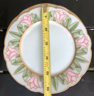 Vtg Set (6) Limoges France Water Lily Plate Hand Painted Pink Flowers 8