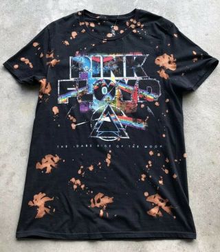Pink Floyd ‘dark Side Of The Moon’ Bleached T - Shirt Men’s Medium Black Rock Nwot