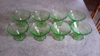 Vintage Green Depression Glass Sherbert Federal Glass Set Of 8