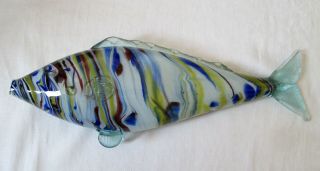 Vintage Ex Large Murano Multi Coloured Glass Fish Ornament 52cm Long