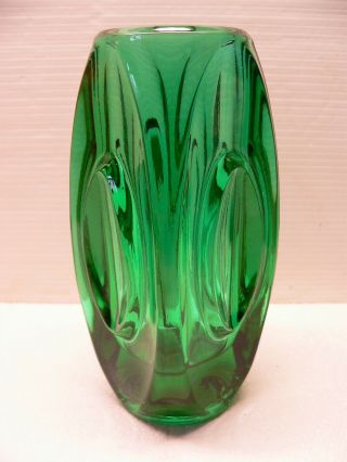 Sklo Union - Lens Vase - Emerald Green Glass - Retro 60 