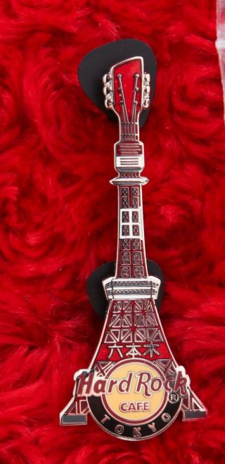 Hard Rock Cafe Pin Tokyo Tower Guitar Hat Lapel Logo Red Japan Building Facade
