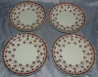 Spode England Fleur - De - Lys 4 Bread Plates 6 1/4 " - Brown Older Mark