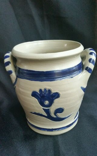 Williamsburg Restoration Pottery Stoneware Preserves Jar Scratch Blue Salt Glaze 2
