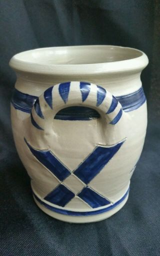 Williamsburg Restoration Pottery Stoneware Preserves Jar Scratch Blue Salt Glaze 3