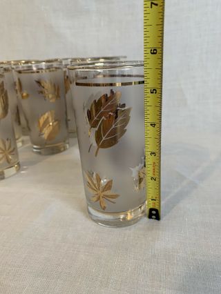Vintage Mid Century Modern Set of 8 Vintage Libby Frost Gold Leaf Glasses 3