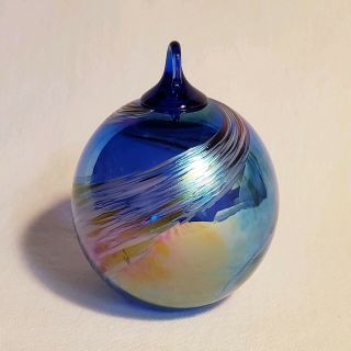Hand Blown Glass Ornament Globe Bulb Christmas Blue
