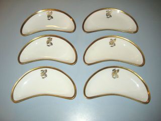 Set 6 Fine Antique Victorian Rosenthal Louis Xiv Porcelain Gold Rimmed Bone Dish