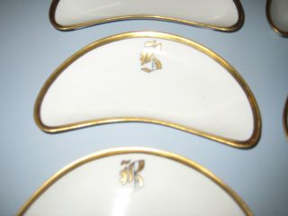 Set 6 Fine Antique Victorian Rosenthal Louis XIV Porcelain Gold Rimmed Bone Dish 3