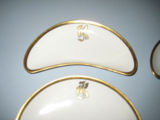 Set 6 Fine Antique Victorian Rosenthal Louis XIV Porcelain Gold Rimmed Bone Dish 4