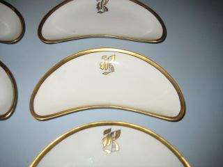 Set 6 Fine Antique Victorian Rosenthal Louis XIV Porcelain Gold Rimmed Bone Dish 6