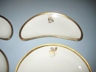 Set 6 Fine Antique Victorian Rosenthal Louis XIV Porcelain Gold Rimmed Bone Dish 7