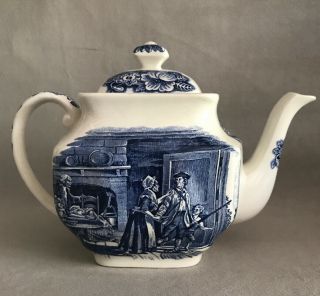 Pv03792 Vintage Staffordshire Liberty Blue " Minute Men " Teapot With Lid