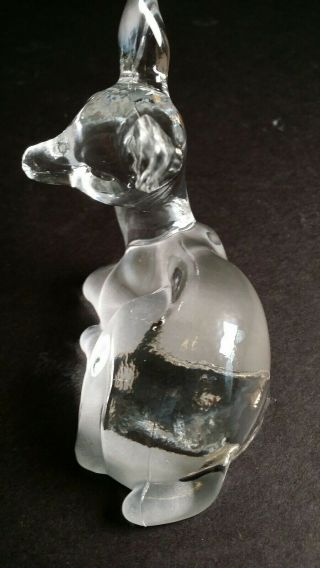 VTG Fenton Clear & Frosted Glass Baby Deer Paperweight Figurine Embossed Mark 8 2