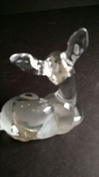 VTG Fenton Clear & Frosted Glass Baby Deer Paperweight Figurine Embossed Mark 8 3