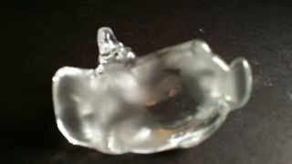 VTG Fenton Clear & Frosted Glass Baby Deer Paperweight Figurine Embossed Mark 8 6