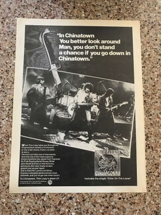 1981 Vintage 8x11 Album Promo B&w Print Ad For Thin Lizzy " Chinatown "