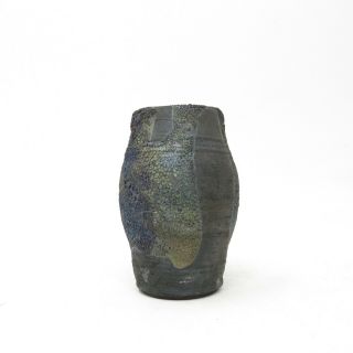 Artisan Signed Studio Pottery Raku Metallic Lava Glaze Small Vase Pot 2003 3