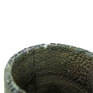 Artisan Signed Studio Pottery Raku Metallic Lava Glaze Small Vase Pot 2003 4
