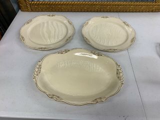 Vintage Homer Laughlin Virginia Rose Gold Plates Serving Set Of 3