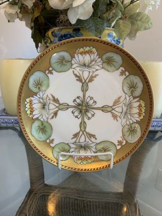Antique Pickard China Gold Deco Hand Painted Porcelain Plate Signed