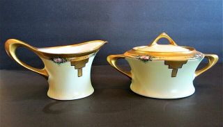 Vintage Hutschenreuther Selb,  Bavaria Porcelain Sugar & Creamer Set