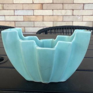 Vintage Art Pottery Ceramic Blue Green Vase Planter Unmarked