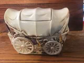 Vintage,  Western,  " Mc Coy,  " Covered Wagon Cookie Jar Great Cold Paint