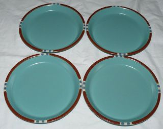 Set Of 4 Dansk Mesa Turquoise Blue 7.  5 " Coupe Salad Dessert Plates Japan Euc