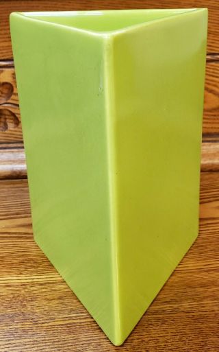 Mid 20th Century Haeger Pottery Lime Green Prism Vase