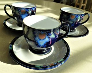 Denby Cup & Saucer (set Of 3} Baroque " Pattern (sugar & Creamer Available)